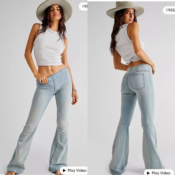 Free People Denim - Free People Penny Low Rise Pull-On Flare Jeans in Glass Blue. Size 26. NWOT